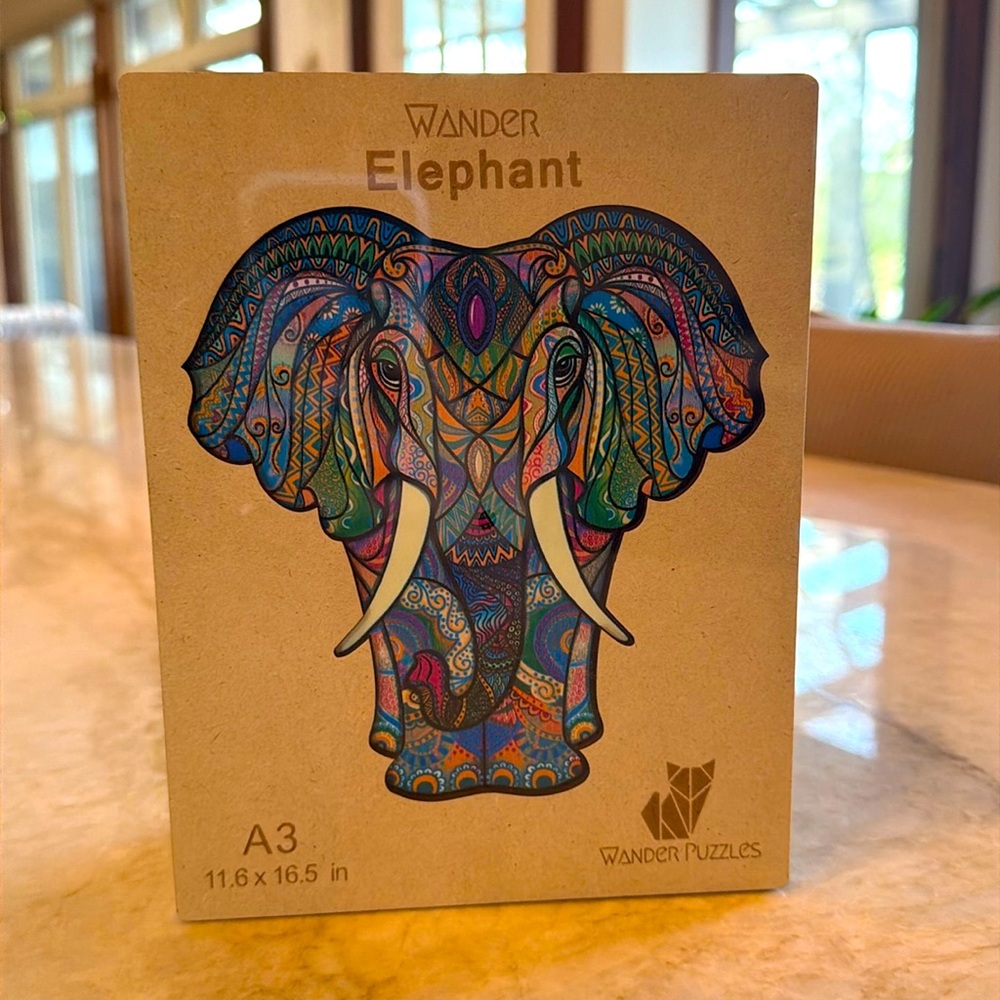 New In Box-Wooden 3D Elephant Jigsaw Puzzle